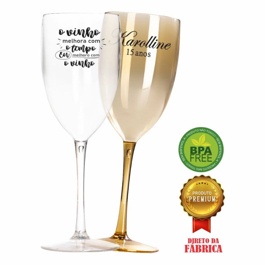 Kit 60 Taças Vinho/Drink 420ml Acrílica Personalizadas - Aloha
