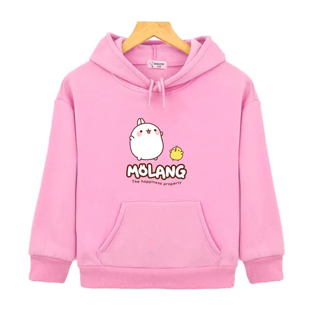 Blusa Moletom Canguru Com Capuz Molang e Piu Piu Dos Desenhos Animados Casaco Unissex