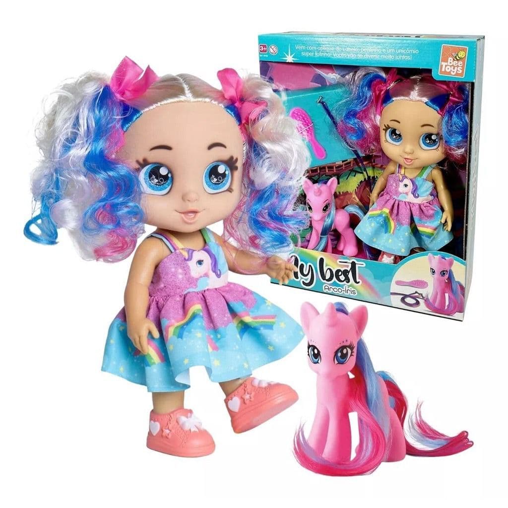 Boneca Arco- íris My Best 35 cm Com Acessórios Emborrachada - Oferta