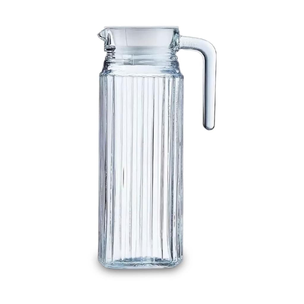 Jarra de Vidro Transparente 1 Litro Jarra Para Suco Água com Tampa Plástica