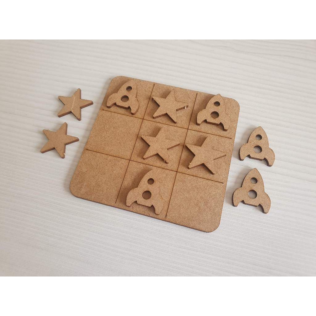 5 Jogos da velha Foguete Estrela Espaco Astronauta em MDF 10cm tabuleiro brinquedo presente lembrancinha kit