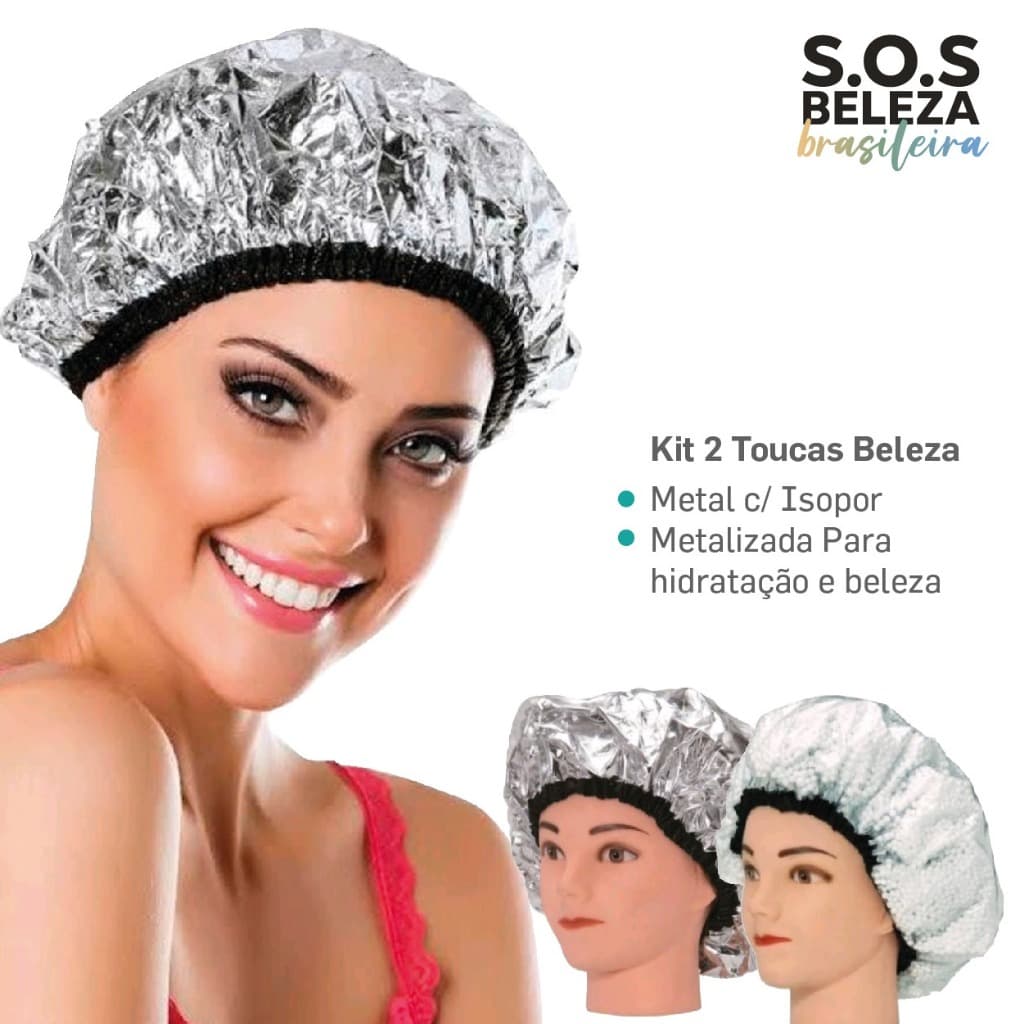 Kit Beleza com 1 Touca Térmica Metalizada + 1 Touca Térmica com Isopor