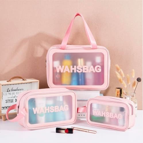 Kit 3 Bolsa Necessaire Maquiagem Feminina Transparente WashBag a prova de água Remédios Mostra APENAS Maquiagens / Perfumes / Escovas/Organizadora de Mala Higiene Pessoal /Viagem/Viagem de Negócios / Portátil / Impermeável - Diversas Cores