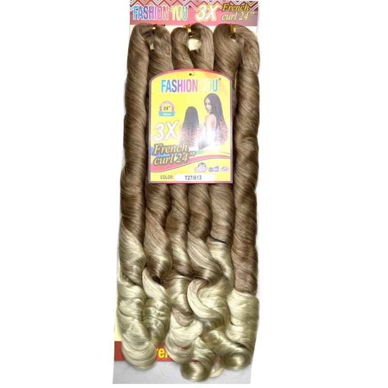 Jumbo Liso Ondulado Cabelo Boho French Curl Fibra Sintética Premium 400g Para Tranças Crochet Braids
