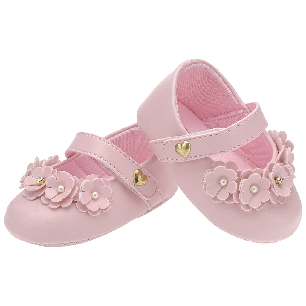 Sapatinho de bebê menina rosa uso formal e diário sapatilha super macia sapato flores