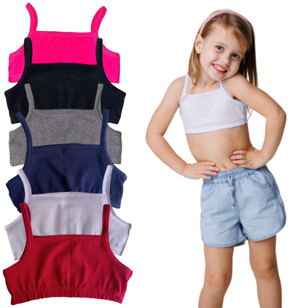 Kit 10 Top Infantil Alcinha Ribana Menina Confortável Algodão Com Elástico Colorido