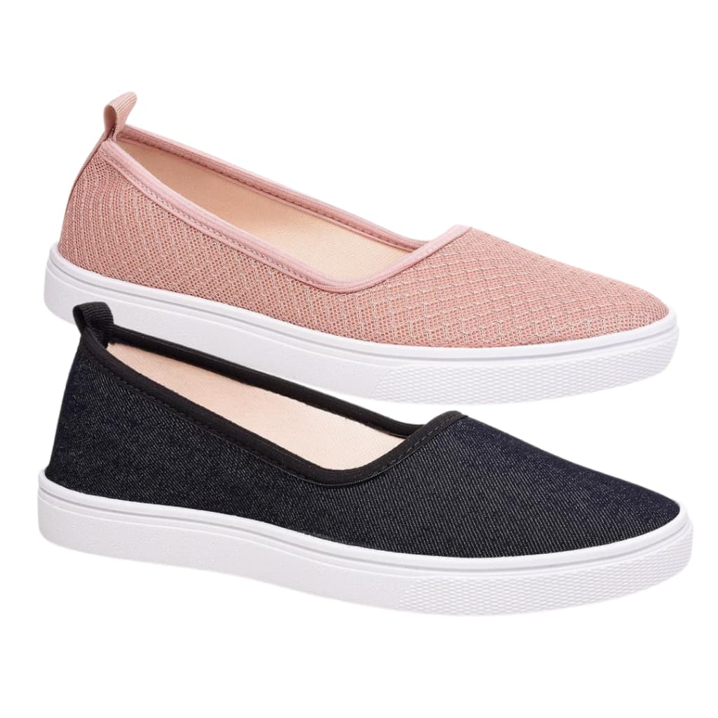 Kit 2 Sapatilha Feminina Casual Alpargata Leve Macia Mule
