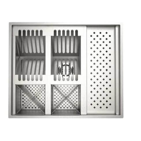 Calha Úmida Quadrada Gourmet Canal Organizador Escorredor Aço Inox 58x48