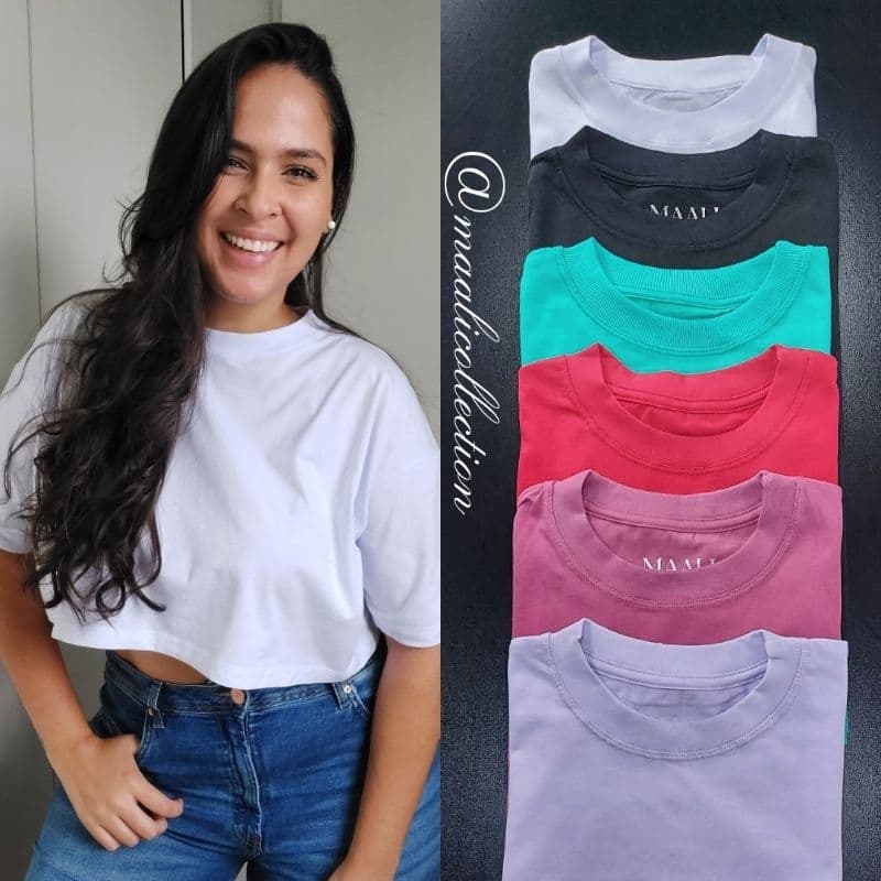 Camiseta Feminina, Cropped Feminino modelo Oversized, malha PREMIUM, 100% algodão, T-Shirt Feminina, Estilo e Conforto.
