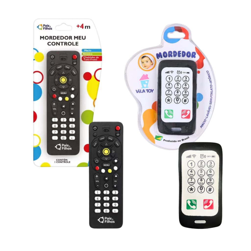 Mordedor Controle Remoto E Celular Bebê Anti Stress Kit