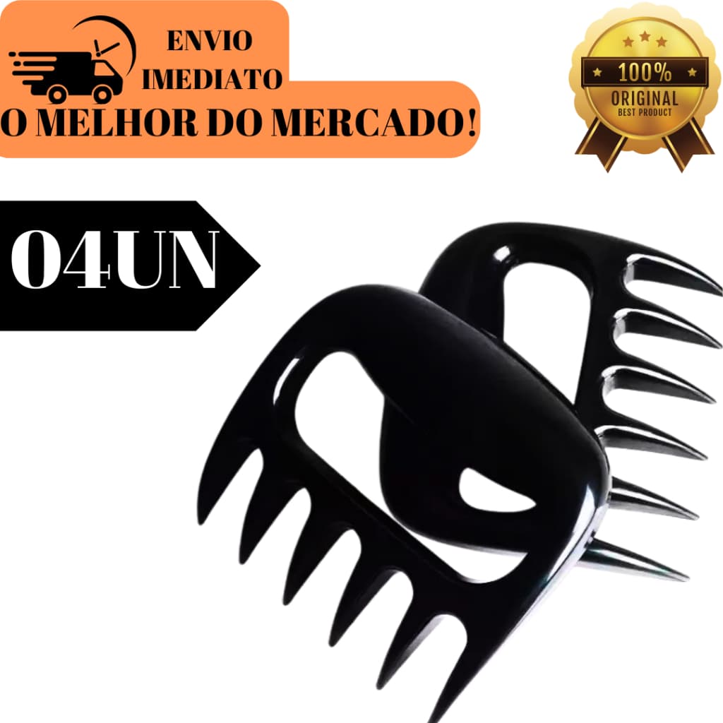 Kit 4 Garras Garfos De Urso Para Cortar E Desfiar Carnes