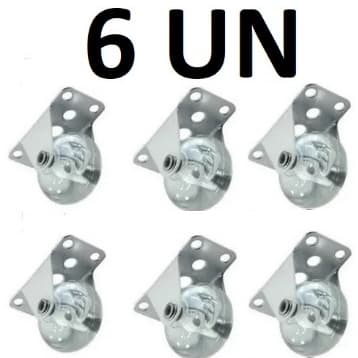 Kit 6 Rodízios de 5 cm Fixo Incolor para Móveis em Geral