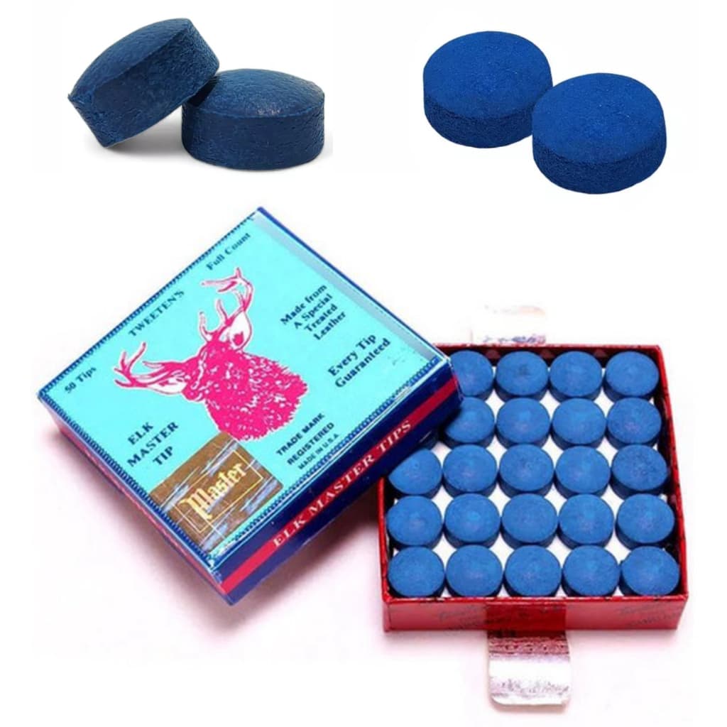 Kit 10 Solas Ponteiras Para Taco De Sinuca 12mm Master Azul Bilhar (Pacote com 10un)