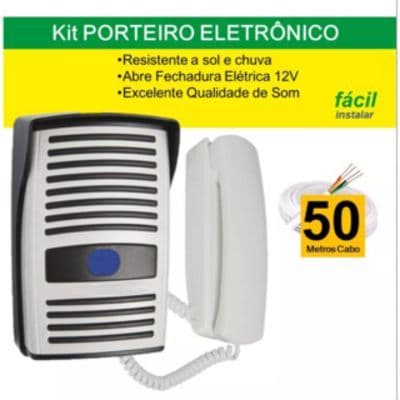 Kit Interfone Eletrônico Porteiro + 50 Metros de cabo
