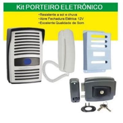 Kit Interfone Porteiro Eletrônico + Fechadura 12v AGL-inha+ Capa de Aço Anti Vandalismo