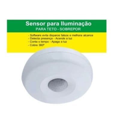 Sensor De Iluminação 360° Presença Acende E Apaga A Luz