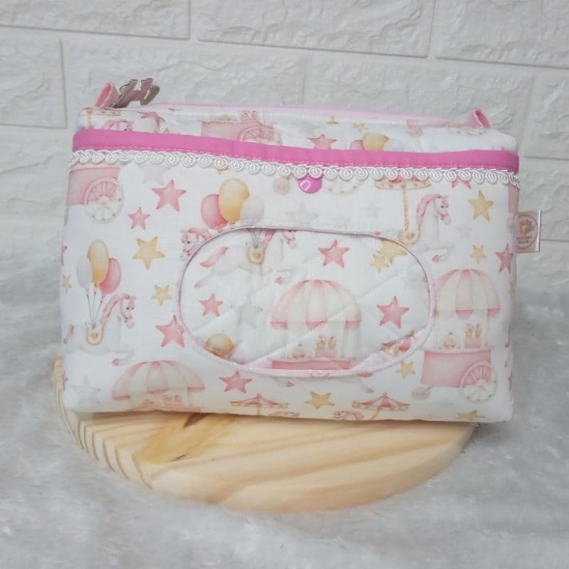 Porta fralda lenço umedecido nécessaire do bebê bolsa para lenço e fralda de bebê