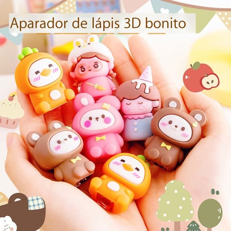 kit 12 unidade de Apontador De Lápis  Afiador De Estudante Papelaria Simples Escola Plástico Criativo E Bonito mini Portátil Prêmio