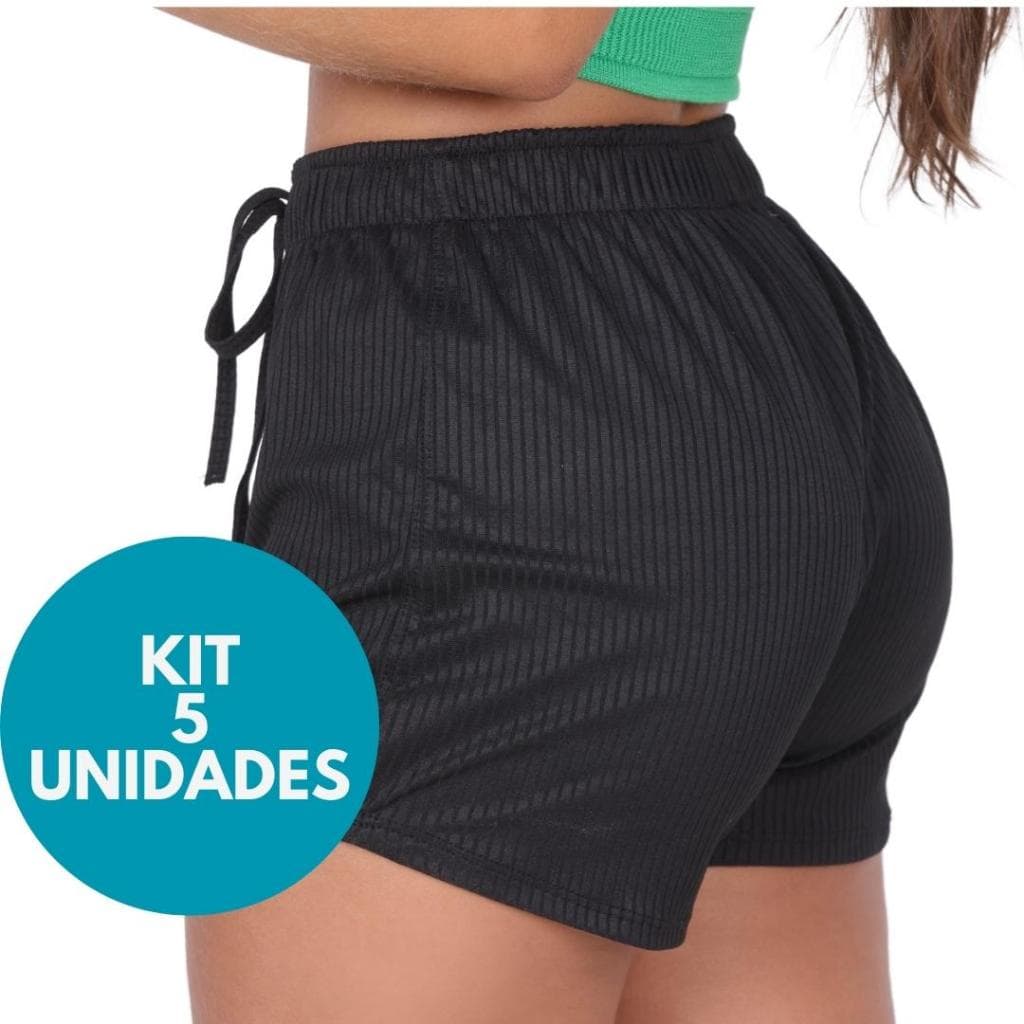 KIT 5 Unidades Short Curto em Malha Canelada