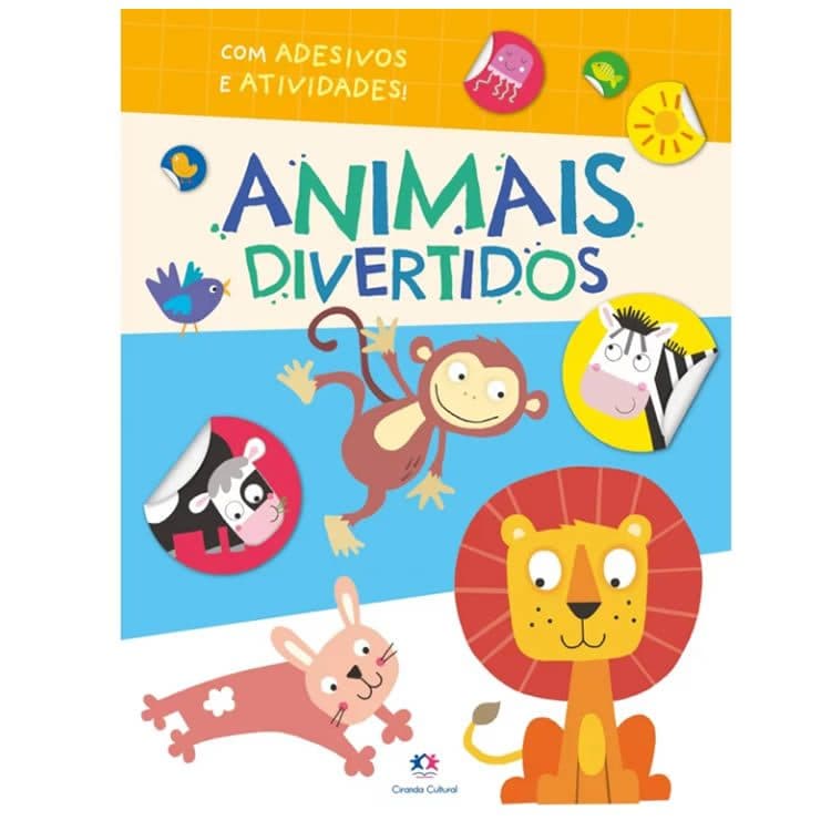 Livro com adesivos e atividades Animais divertidos
