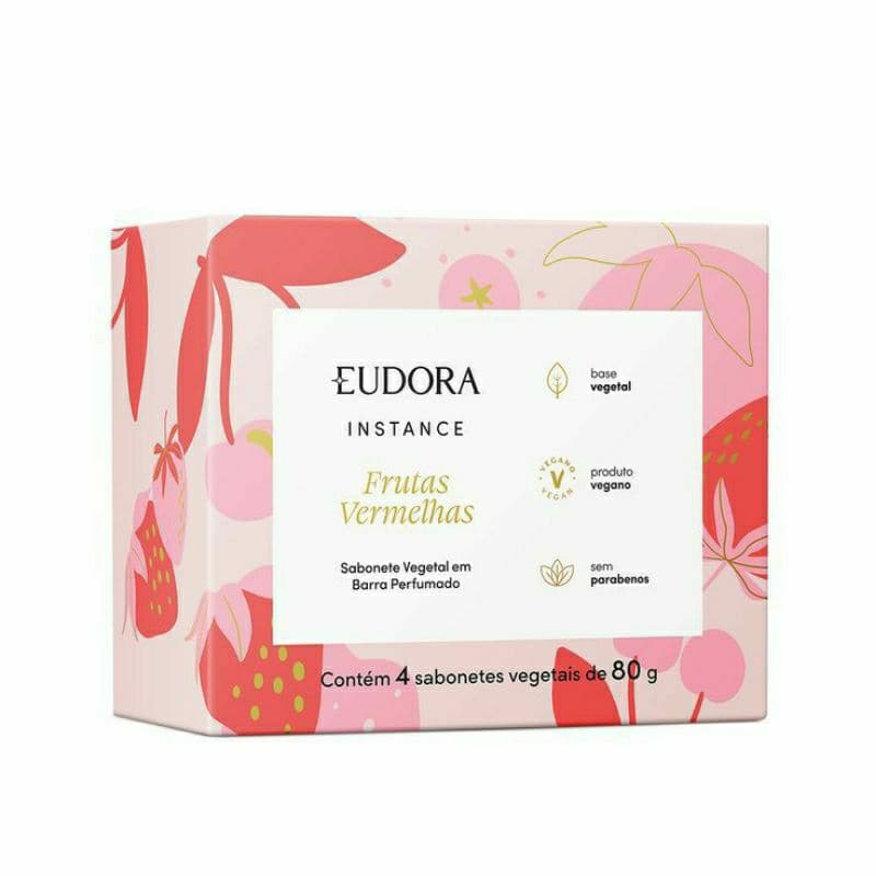 Sabonete vegetal em barra perfumado unissex Eudora Instance 4 unidades de 80g cada um.