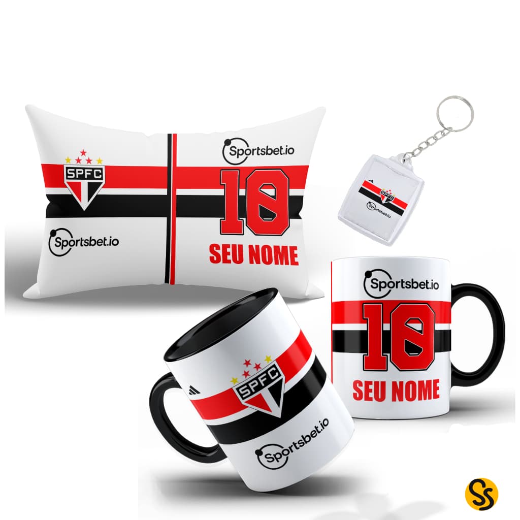 Kit Personalizado São Paulo com Caneca, Almofada e Chaveiro Colorido 1