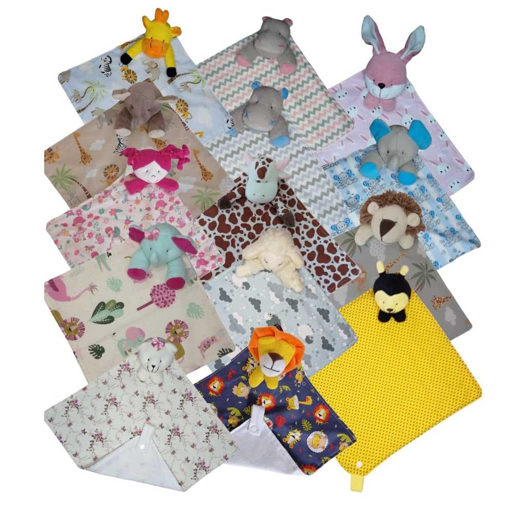 Naninhas Variadas c/ Porta Chupeta 28cm x 28cm 100% Algodão