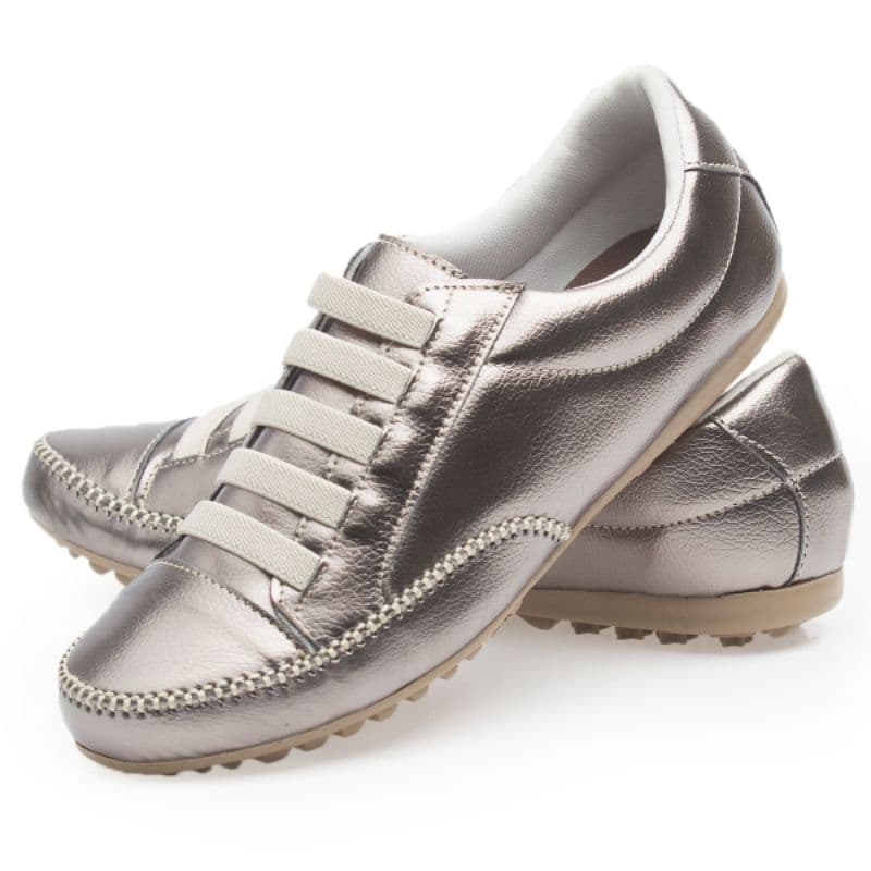Tênis Sapatênis Feminino Em Couro Ecológico Casual Mocassim Confortável