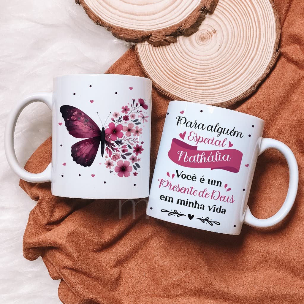 caneca personalizada pessoa especial caneca borboleta presente criativo amiga porcelana