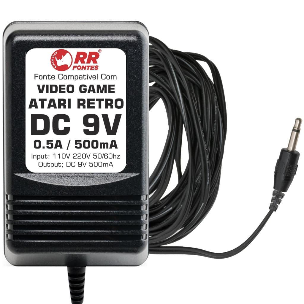 Fonte De Alimentação De 9v Para Console De Video jogos ATARI 2600 Daktar Cce Retro Bit Polivox