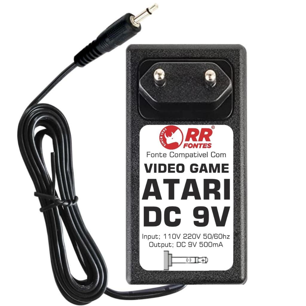 Carregador Fonte De Alimentação 9V Para Video Game Atari 2600 Daktar Cce Retro Bit Polivox