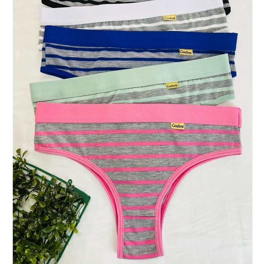 Kit Calcinhas Tanga Ivy Tecido Malha E Elástico Cintura Conforto
