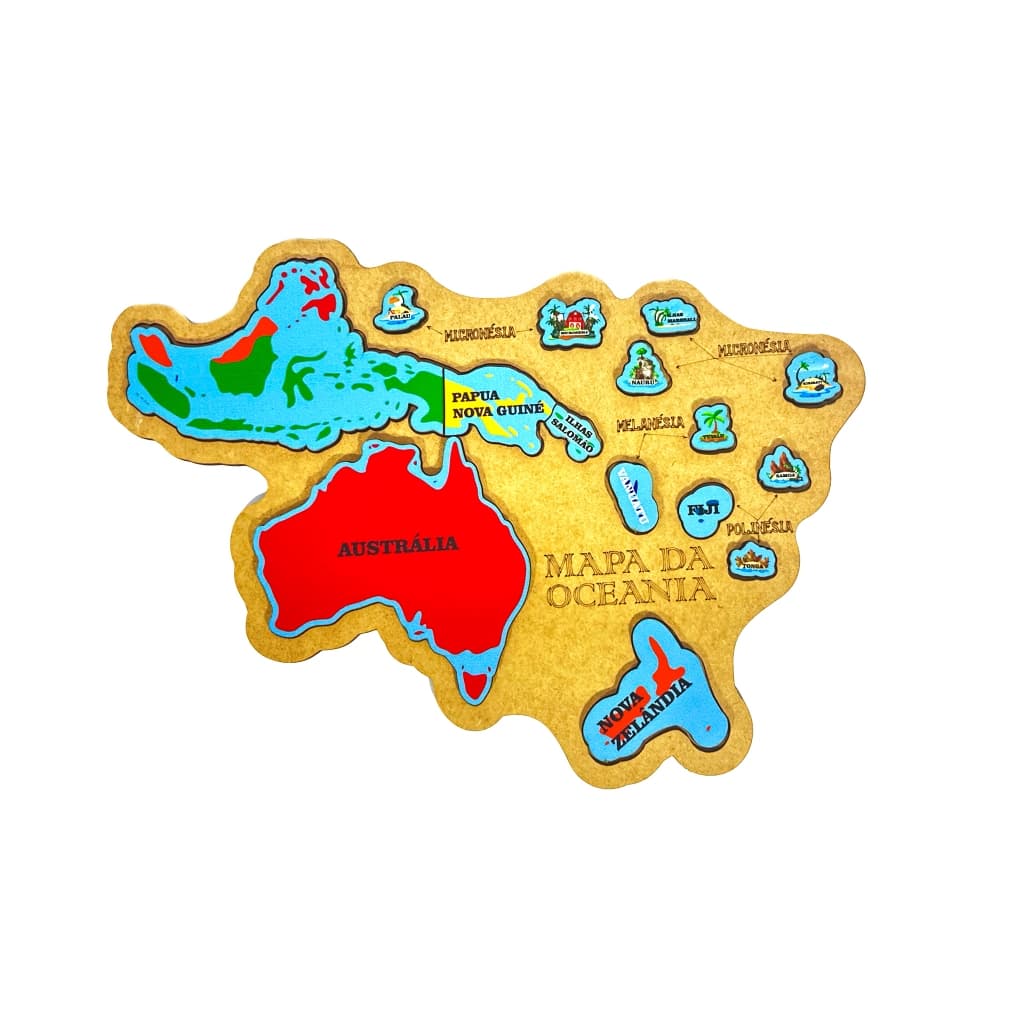 Mapa da Oceania Quebra-Cabeça, Educativo, Países e Capitais