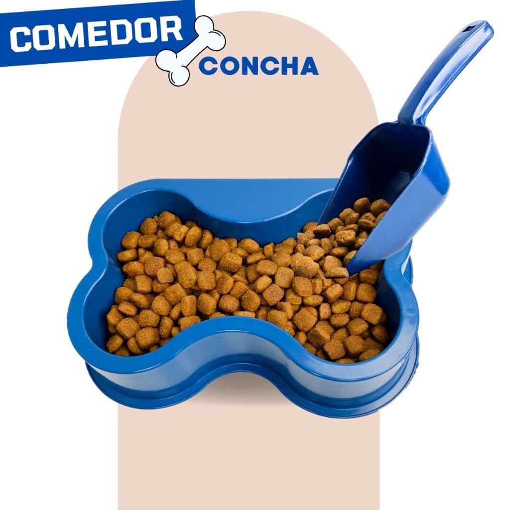 Comedouro Osso Para Cachorro Gatos 1kg + Concha Para Ração