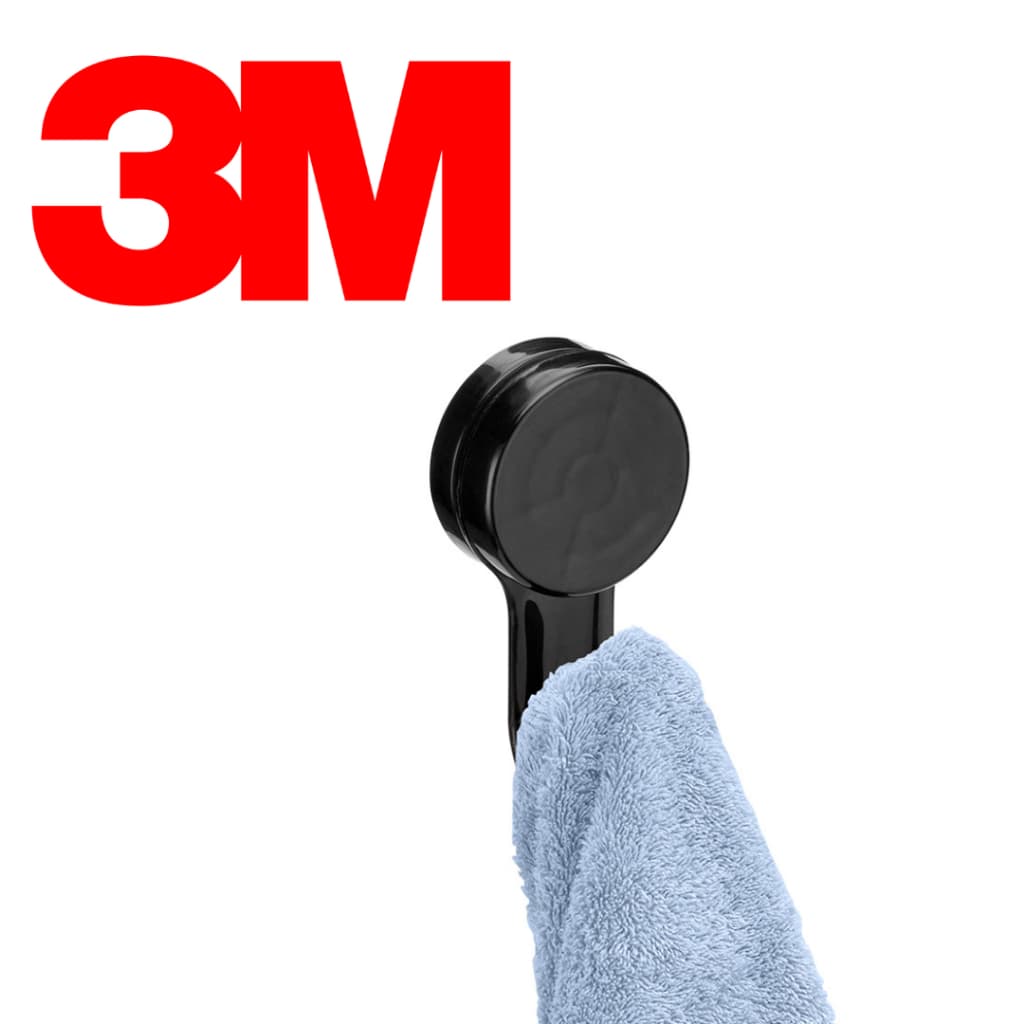 Gancho De Parede Fixação Fita 3m Sem Furos Plástico Preto