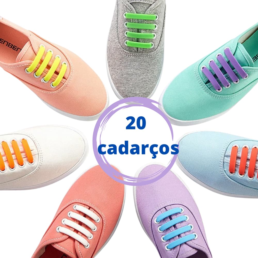 20 Cadarço De Silicone Elástico Para Sapatos Adulto Criança Sem Amarração