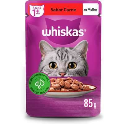 Ração Úmida Whiskas Sachê Carne ao Molho para Gatos Adultos