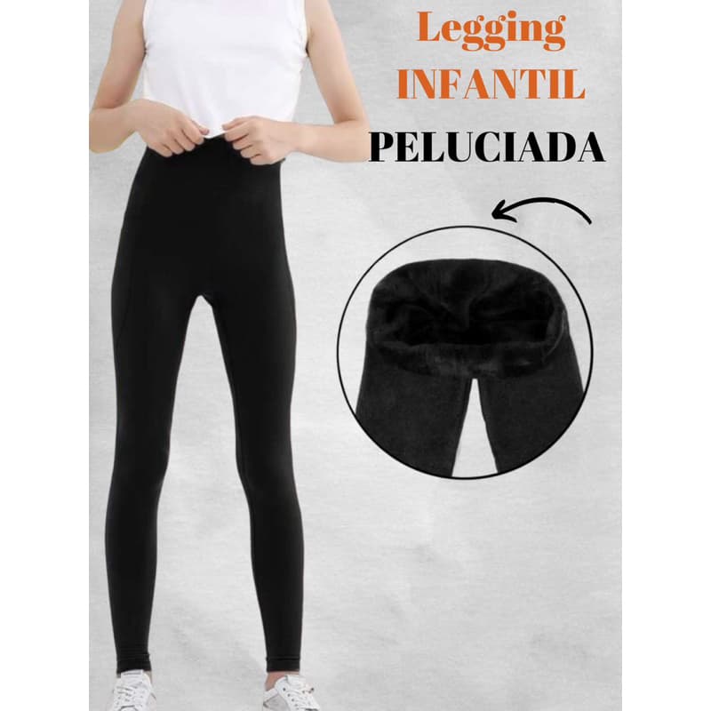 Legging Flanelada INFANTIL peluciada por dentro, legging JUVENIL térmica cintura alta ideal para DIA A DIA L
