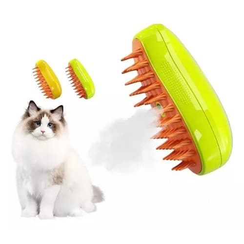 Escova Eletrica Vapor 3 em 1 Massagem Desembaraça Pelos Cães Gatos Pet