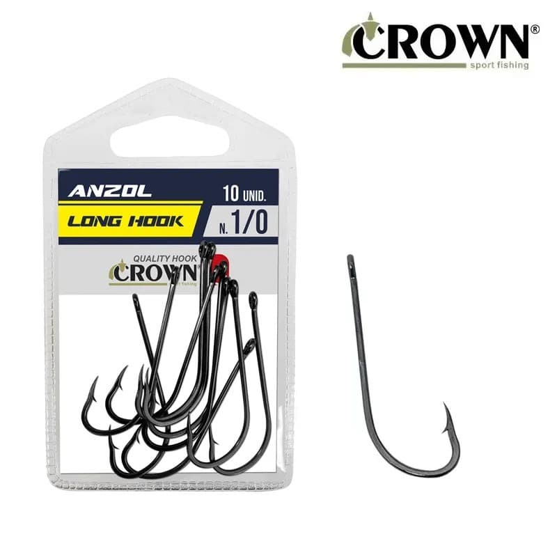 Anzol Crown Long Hook Black – 10 unidades