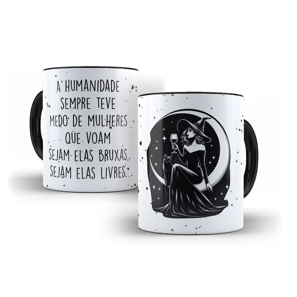 Caneca Bruxa — A Humanidade Sempre Teve Medo de Mulheres Livres | 325ml Cerâmica Premium