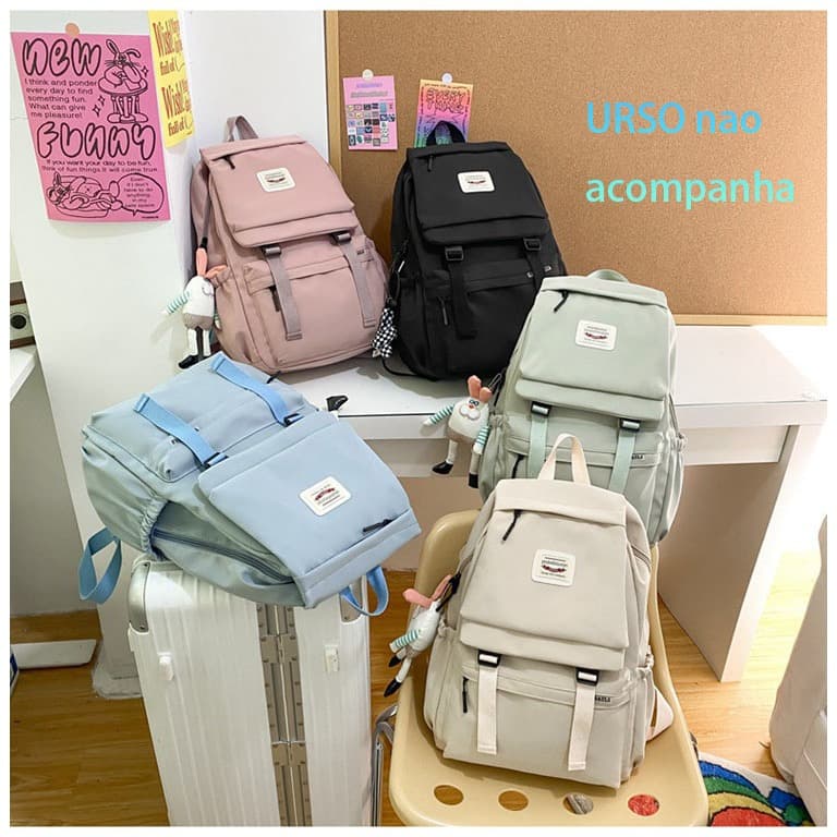 Reforçada Mochila Feminina Escolar Faculdade Grande Espaço para notebook Mochila masculina Unissex