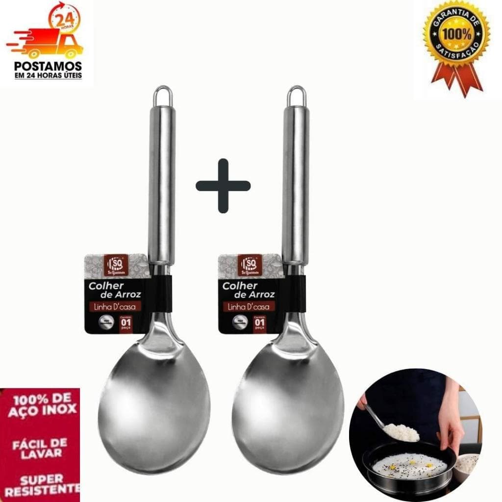 KIT 02 Colher de Arroz em Aço Inoxidável Reforçado