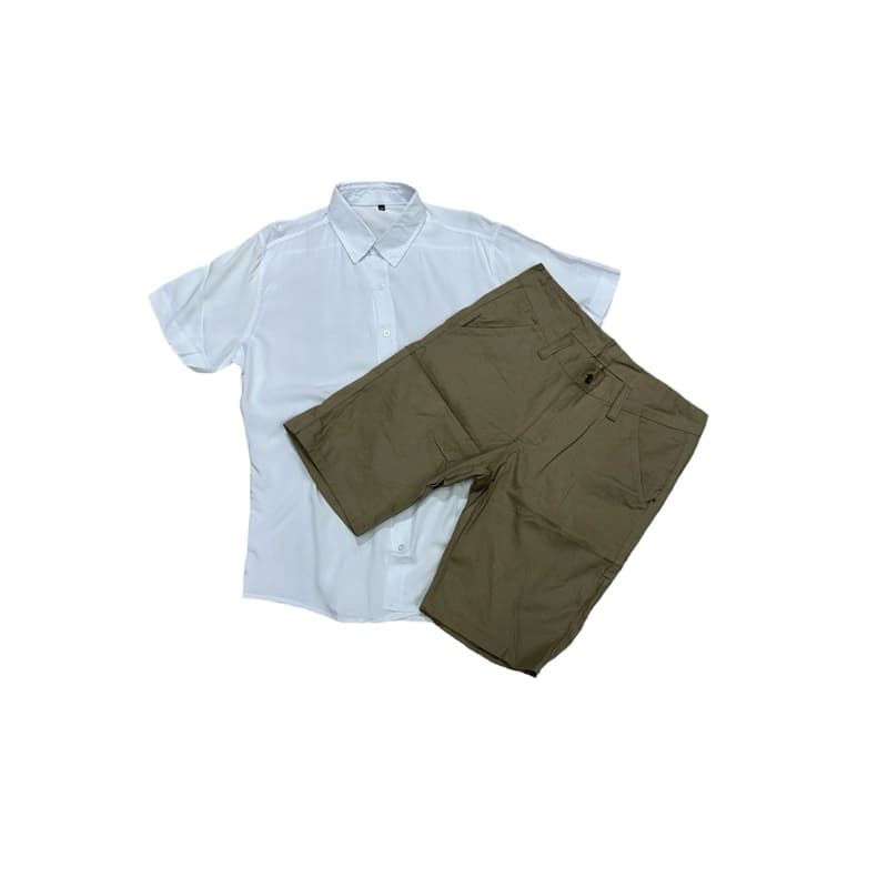 conjunto camisa social e bermuda sarja camisa branco