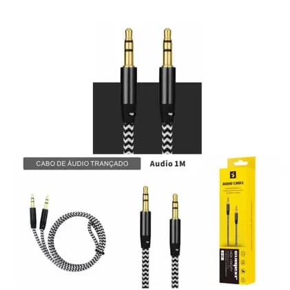 Cabo auxiliar Sumexr C-01 p/ saída de áudio revestido em nylon