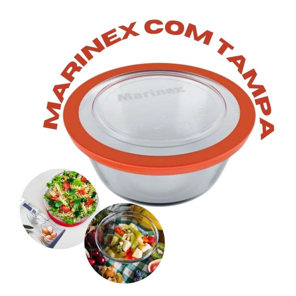Pote Forma Vidro Marinex Com Tampa Resistente 0.6L Bowl Refratario Assadeira Vermelha Mesa Posta Salada Sobremesa Temperado Pequena