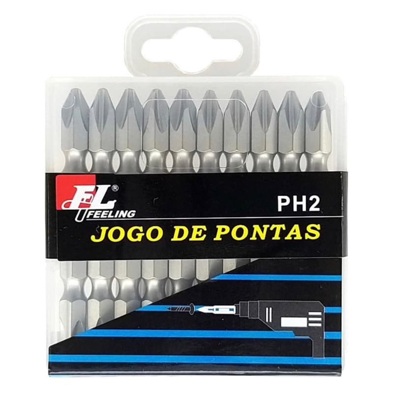 Kit 10 Ponteiras philips PH2 65mm FL Feeling