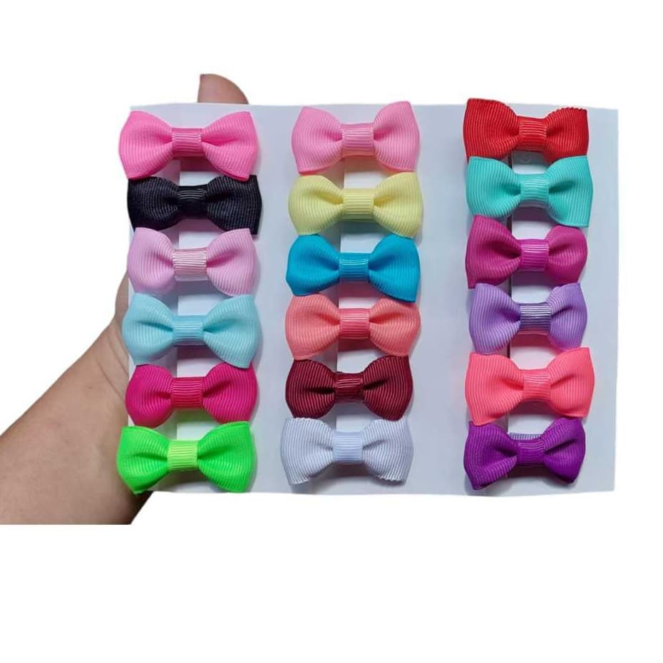 Kit 18 Mini Laços Gravatinha Bebê Rn Infantil (presilha forrada e com borrachinha antideslizante)