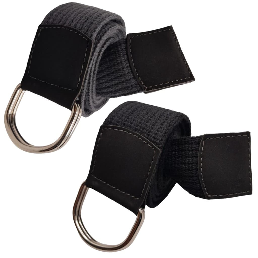 Kit 2 Cintos Masculino Preto e Cinza em Lona Premium Modelo Meia Argola
