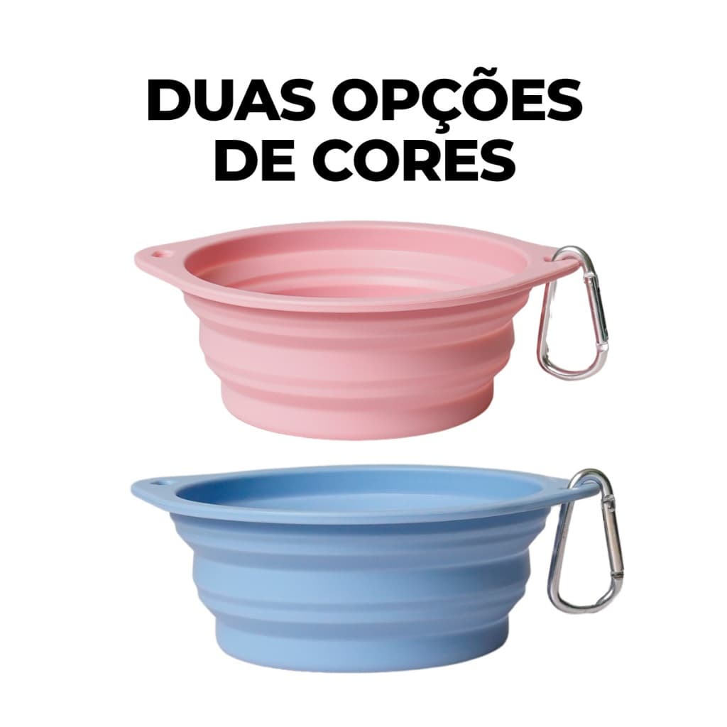 Tigela Comedouro Bebedouro Portátil Dobrável Silicone Para Pets Cães e Gatos